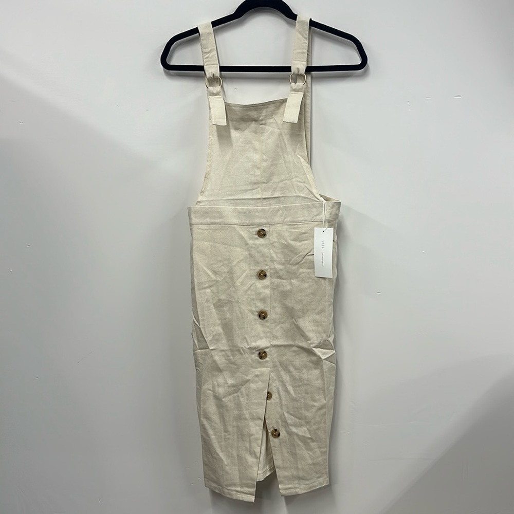 New Lush cream overall linen dress S